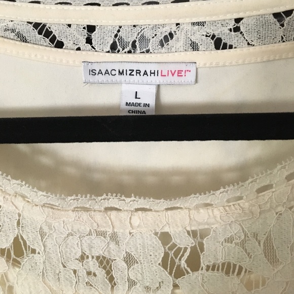 Isaac Mizrahi Lace Peplum Tunic - Ivory, L - Picture 2 of 2